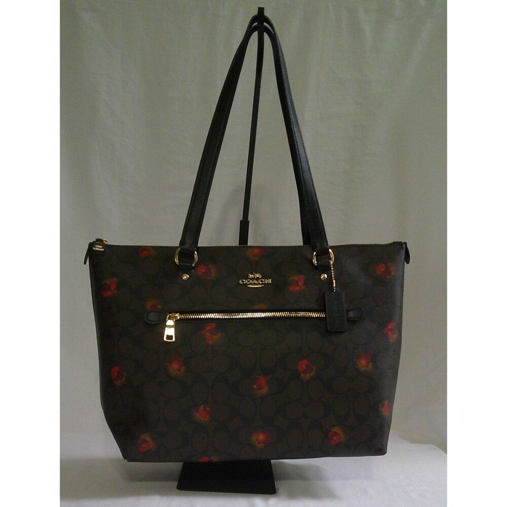 COACH C5803 Gallery Tote In Signature Canvas With Pop Floral Print gold Hardware